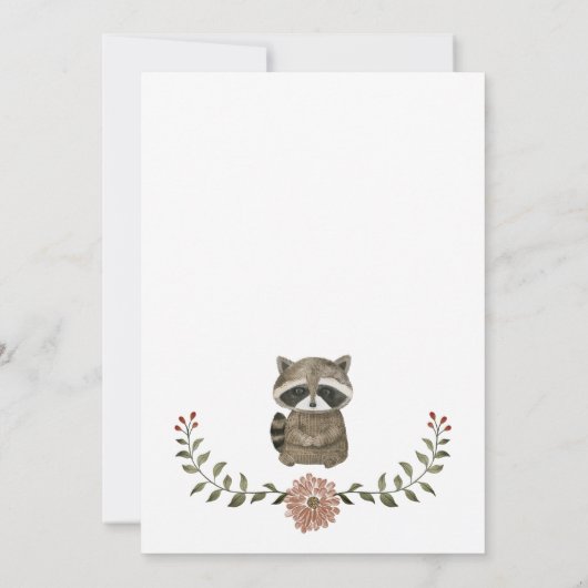 Woodland Raccoon Baby Shower Kaart (Achterkant)
