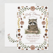 Woodland Raccoon Baby Shower Kaart (Voorkant / Achterkant)