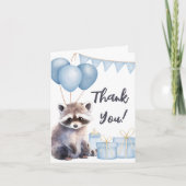 Woodland Raccoon Baby shower Opgevouwen Dank u kaa Bedankkaart (Voorkant)