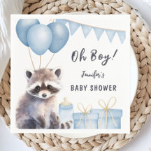 Woodland Raccoon Baby shower Schattige Boy Paper