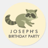 Woodland Raccoon Birthday Sticker (Voorkant)