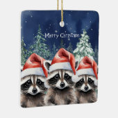 Woodland Raccoon Kerstmis Keramisch Ornament (Rechts)