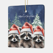 Woodland Raccoon Kerstmis Keramisch Ornament (Links)