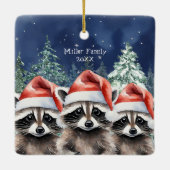 Woodland Raccoon Kerstmis Keramisch Ornament (Achterkant)