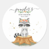 Woodland Raccoon Ronde Sticker (Voorkant)