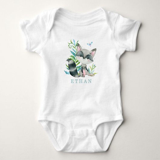 Woodland Raccoon Schattig gepersonaliseerd Romper (Voorkant)
