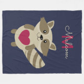 Woodland Raccoon Schattig Monogrammed Personalized Fleece Deken (Voorkant (Horizontaal))