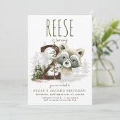 Woodland Raccoon Tweede verjaardag uitnodiging (Staand voorkant)