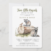 Woodland Raccoon Twins Baby shower
