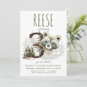 Woodland Raccoon Uitnodiging voor de derde verjaar (Staand voorkant)