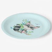 Woodland Raccoon Whimsical Aqua Papieren Bordje (Gekanteld)