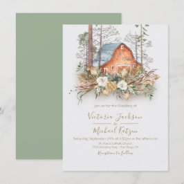 Woodland Red Barn Forest Huwelijksuitnodigingen Kaart