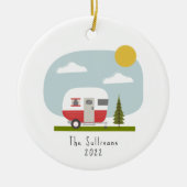 Woodland Red Camper kerst Keramisch Ornament (Voorkant)