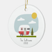 Woodland Red Camper kerst Keramisch Ornament (Links)