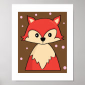 Woodland Red Fox Illustration Poster Afdrukken (Voorkant)