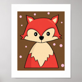 Woodland Red Fox Illustration Poster Afdrukken