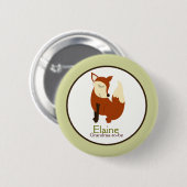 Woodland Red Fox NAME TAG Custom Button (Voorkant /achterkant)