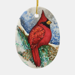 Woodland Red Kardinaal kerstboomvogelsieraad Keramisch Ornament