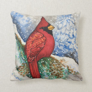 Woodland Red Kardinaal kerstvogel Kussen