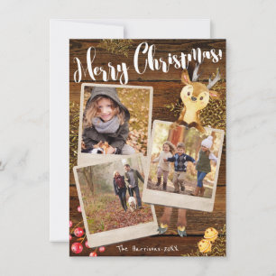 Woodland Reindeer 3-Gepersonaliseerde kerstdagen Feestdagenkaart