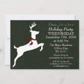 Woodland Reindeer green Holiday party Uitnodiging (Voorkant)
