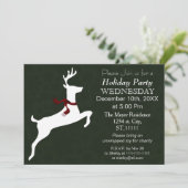 Woodland Reindeer green Holiday party Uitnodiging (Staand voorkant)