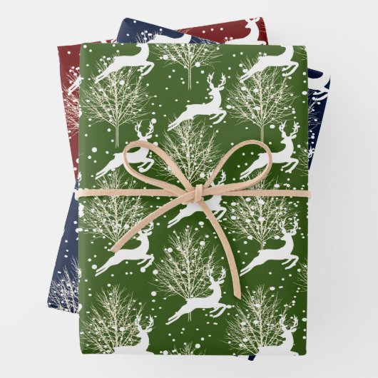Woodland Reindeer - Kerstmis Inpakpapier Vel (In situ)