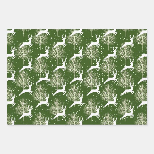 Woodland Reindeer - Kerstmis Inpakpapier Vel (Voorkant)