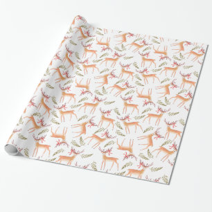 Woodland Reindeer Prettige feestdagen Cadeaupapier