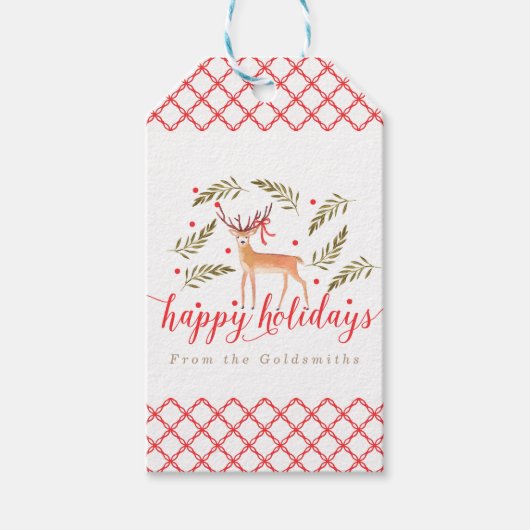 Woodland Reindeer Prettige feestdagen Gepersonalis Cadeaulabel (Voorkant)