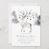 Woodland Reindeer Waterverf Kerstfeest Kaart (Voorkant)