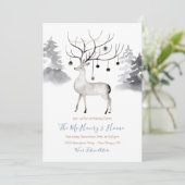Woodland Reindeer Waterverf Kerstfeest Kaart (Staand voorkant)
