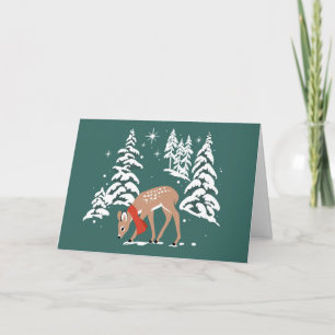 Woodland rendier in de winter feestdagen kaart