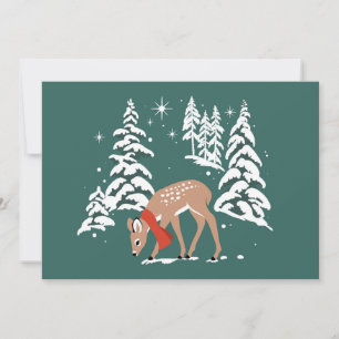 Woodland rendier in de winter feestdagenkaart