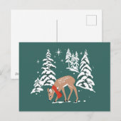 Woodland rendier in de winter feestdagenkaart (Voorkant / Achterkant)