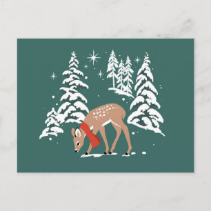 Woodland rendier in de winter feestdagenkaart