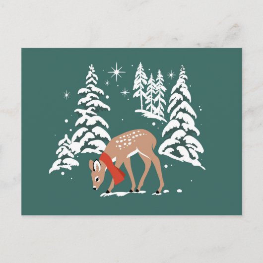 Woodland rendier in de winter feestdagenkaart (Voorkant)
