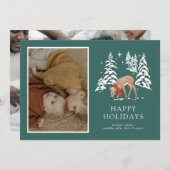 Woodland rendier in de winter feestdagenkaart (Voorkant / Achterkant)