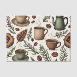 Woodland Roast: Rustic Coffee Gift Wrap Tissuepapier