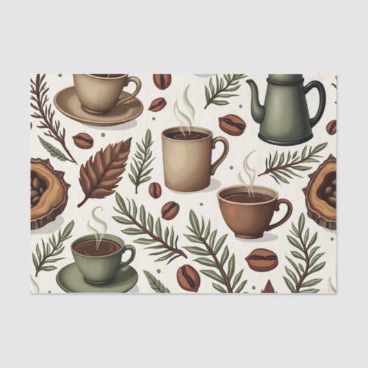 Woodland Roast: Rustic Coffee Gift Wrap Tissuepapier (Voorkant)