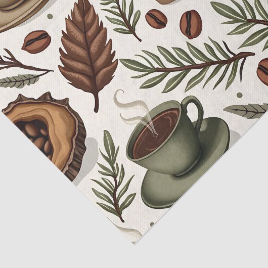 Woodland Roast: Rustic Coffee Gift Wrap Tissuepapier (Detail)