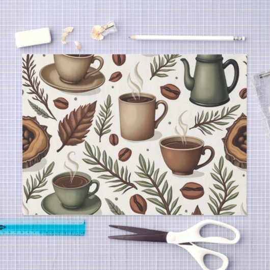 Woodland Roast: Rustic Coffee Gift Wrap Tissuepapier (Craft)