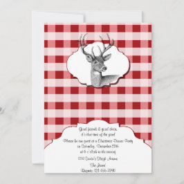 Woodland Rood en Wit gecontroleerd Kerstdiner Kaart