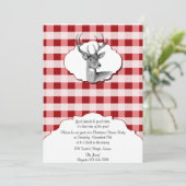 Woodland Rood en Wit gecontroleerd Kerstdiner Kaart (Staand voorkant)