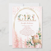 Woodland Roos Baby Girl Shower Kaart (Voorkant)