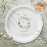 Woodland Roos Garland Baptism Christening Papieren Bordje<br><div class="desc">Met een delicaat waterverf bloemland kan dit chic gender-neutrale baptisme/christenpapier bord worden gepersonaliseerd met je speciale evenementgegevens. Ontworpen door: Thisnotme©</div>