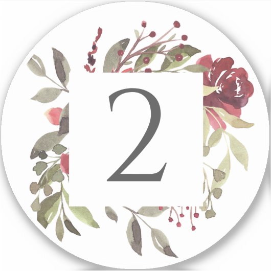 Woodland Roos Table Number Stickers (Voorkant)