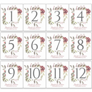 Woodland Roos Table Number Stickers
