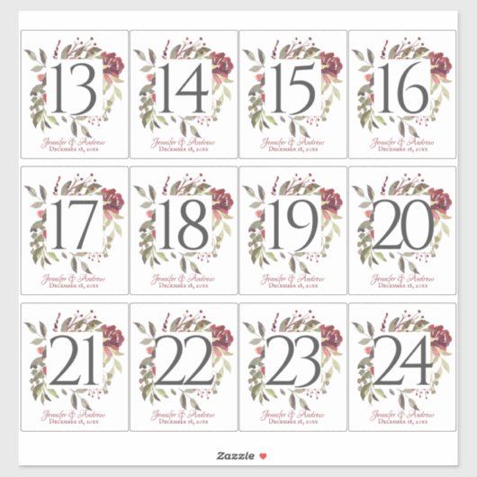 Woodland Roos Table Number Stickers (Vel)