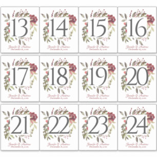 Woodland Roos Table Number Stickers
